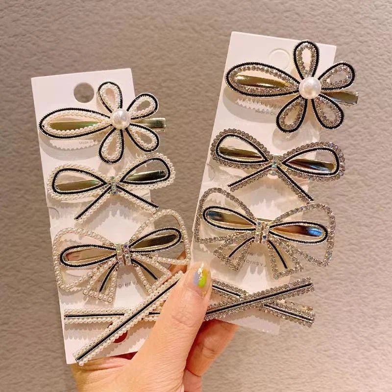 Handmade Pearl & Rhinestone Hairpin Set – Elegant Barrettes for Women