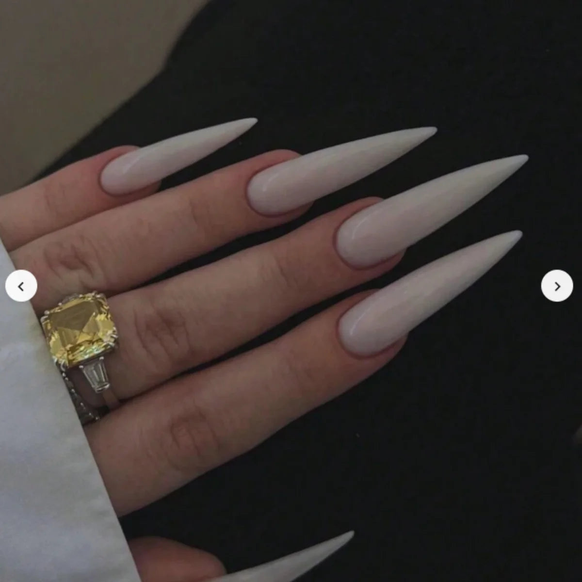 Extra Long Black Stiletto Press-On Nails – 24pc Modern French Style Set 🖤✨