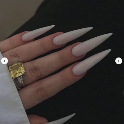 Extra Long Black Stiletto Press-On Nails – 24pc Modern French Style Set 🖤✨