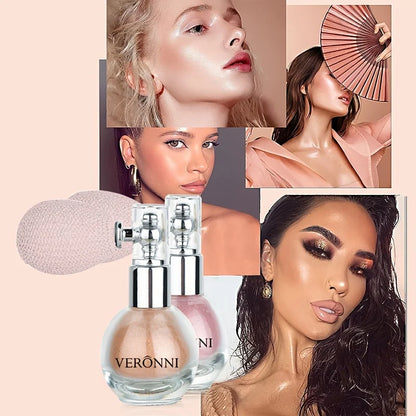 6-Color Diamond Highlighter Powder Spray – Waterproof Glitter Body & Face Bronzer (63.6g)