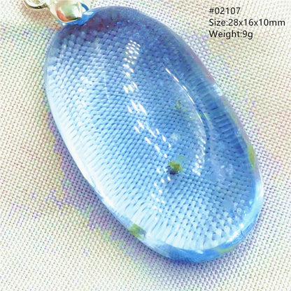 Natural Blue Topaz Quartz Pendant Necklace – Oval Healing Stone Jewelry
