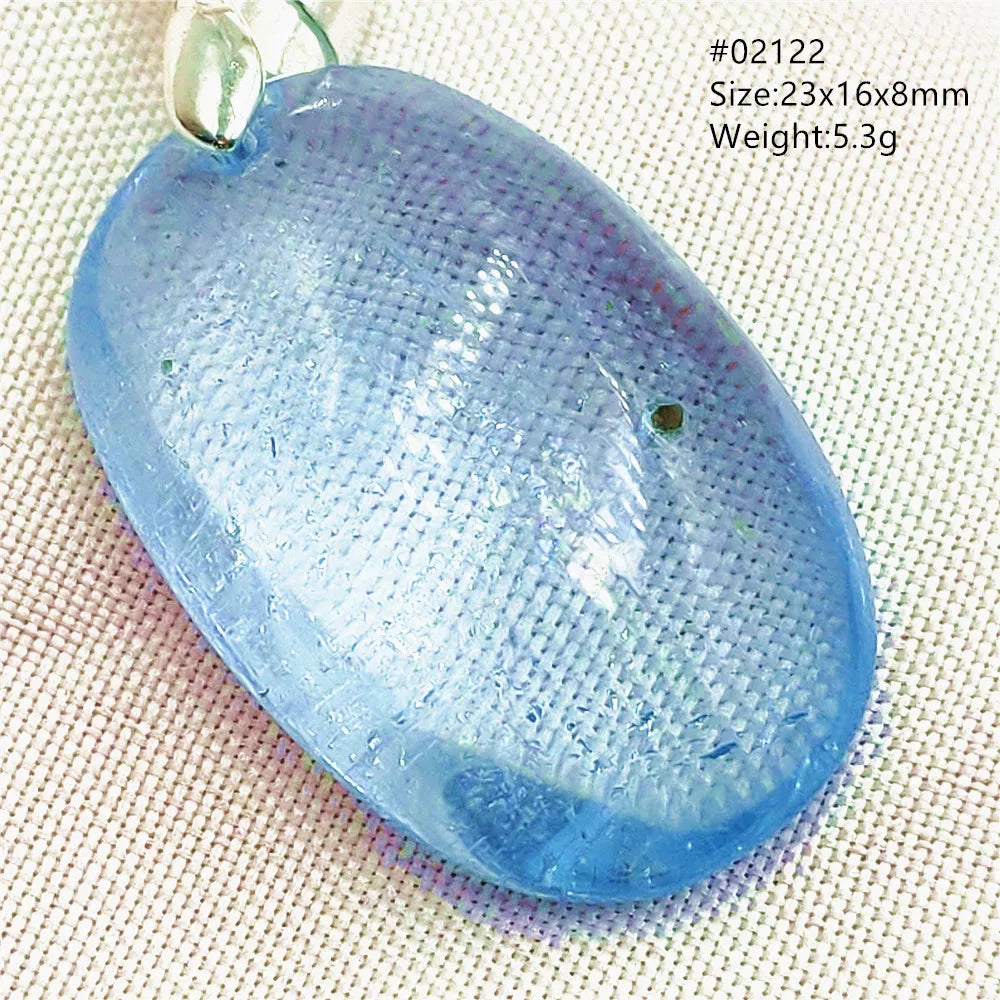 Natural Blue Topaz Quartz Pendant Necklace – Oval Healing Stone Jewelry
