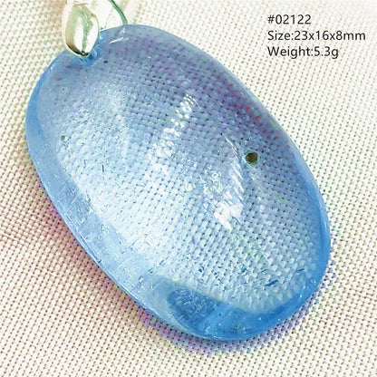 Natural Blue Topaz Quartz Pendant Necklace – Oval Healing Stone Jewelry