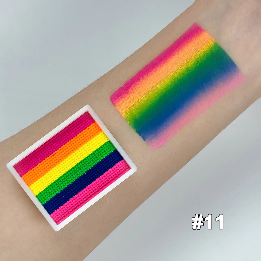 UV Glow-in-the-Dark Rainbow Face & Body Paint – Fluorescent Neon Makeup for Parties & Festivals