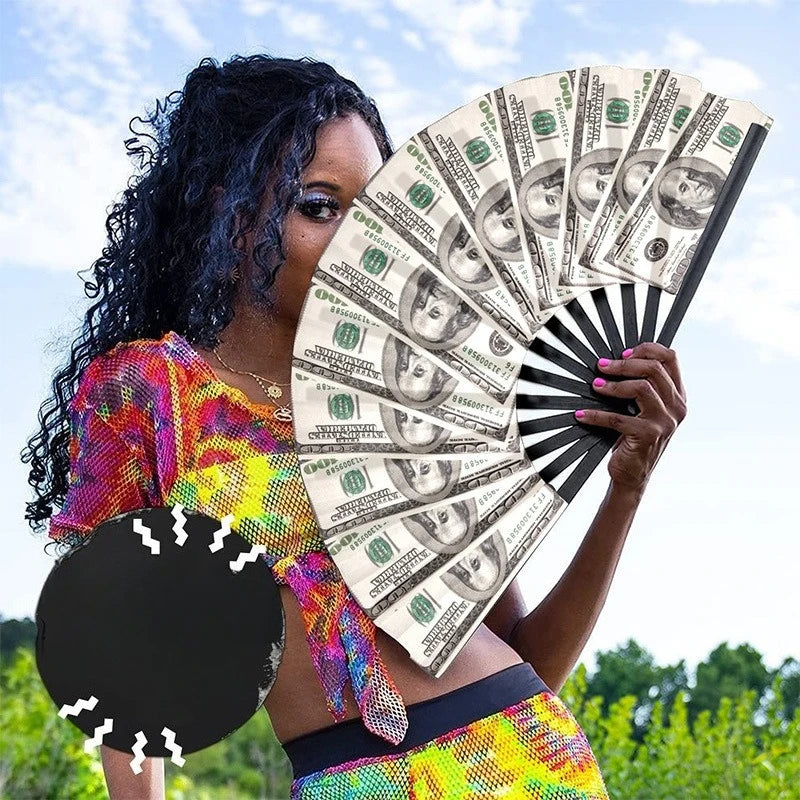 Money Print Folding Festival Fan