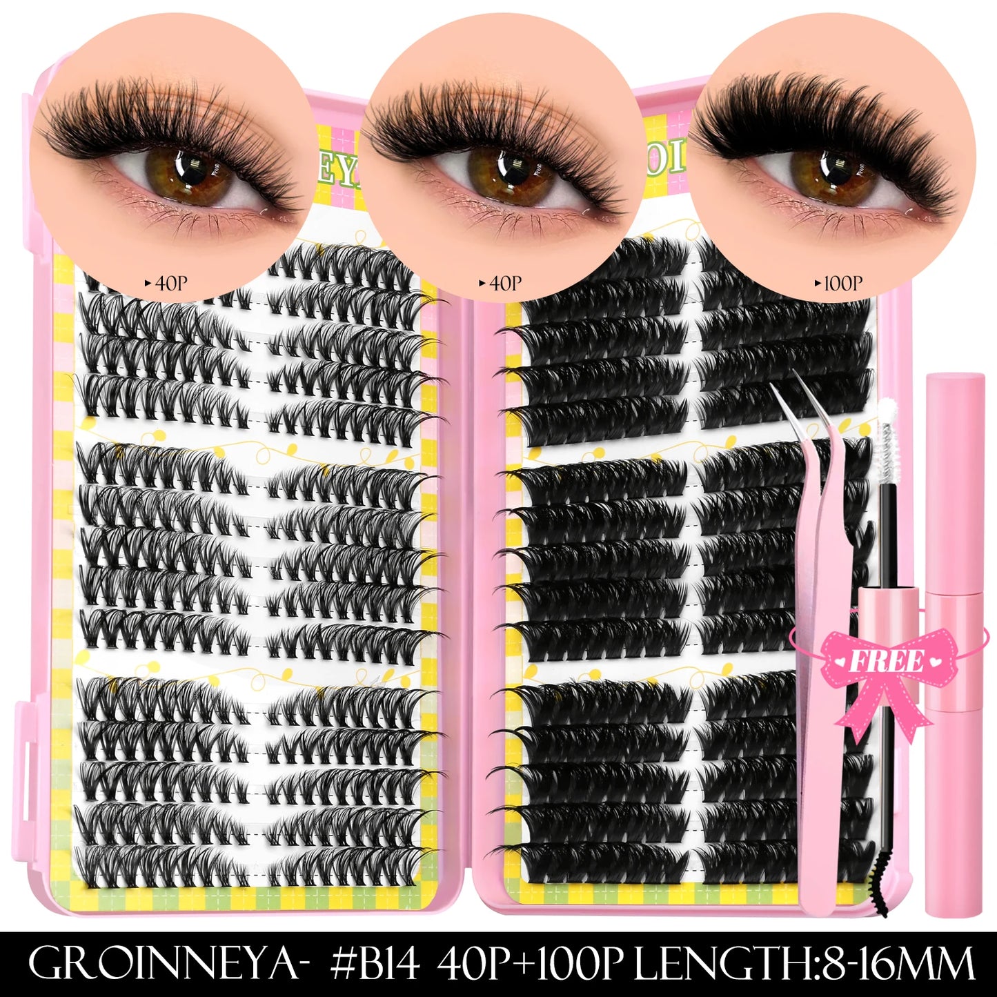 Lash Clusters Kit – 540PCS Cat-Eye Lash Extension Set with Bond & Seal