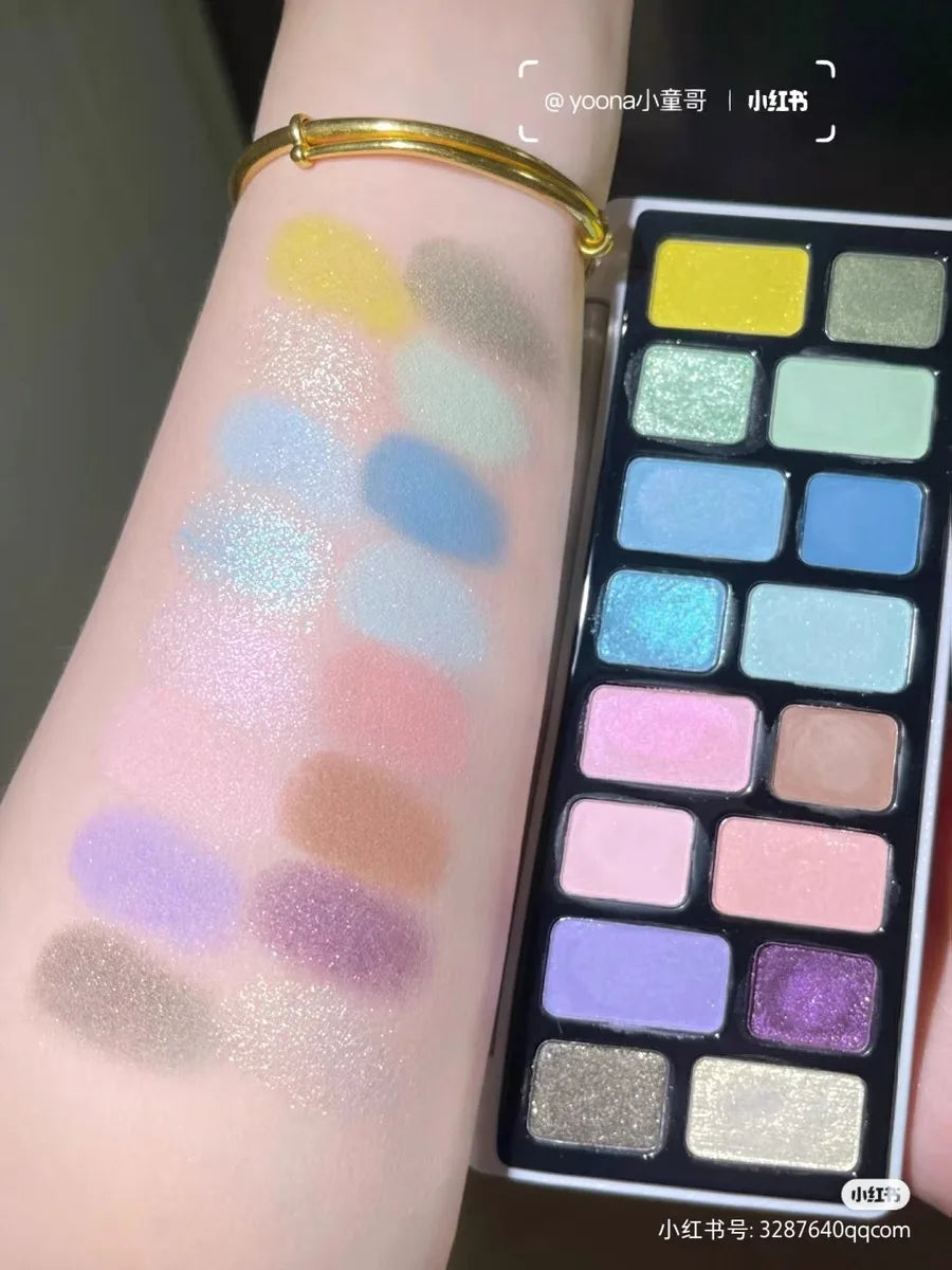 16-Color Glitter & Matte Eyeshadow Palette – Chameleon Glow Shades for Bold Eye Looks