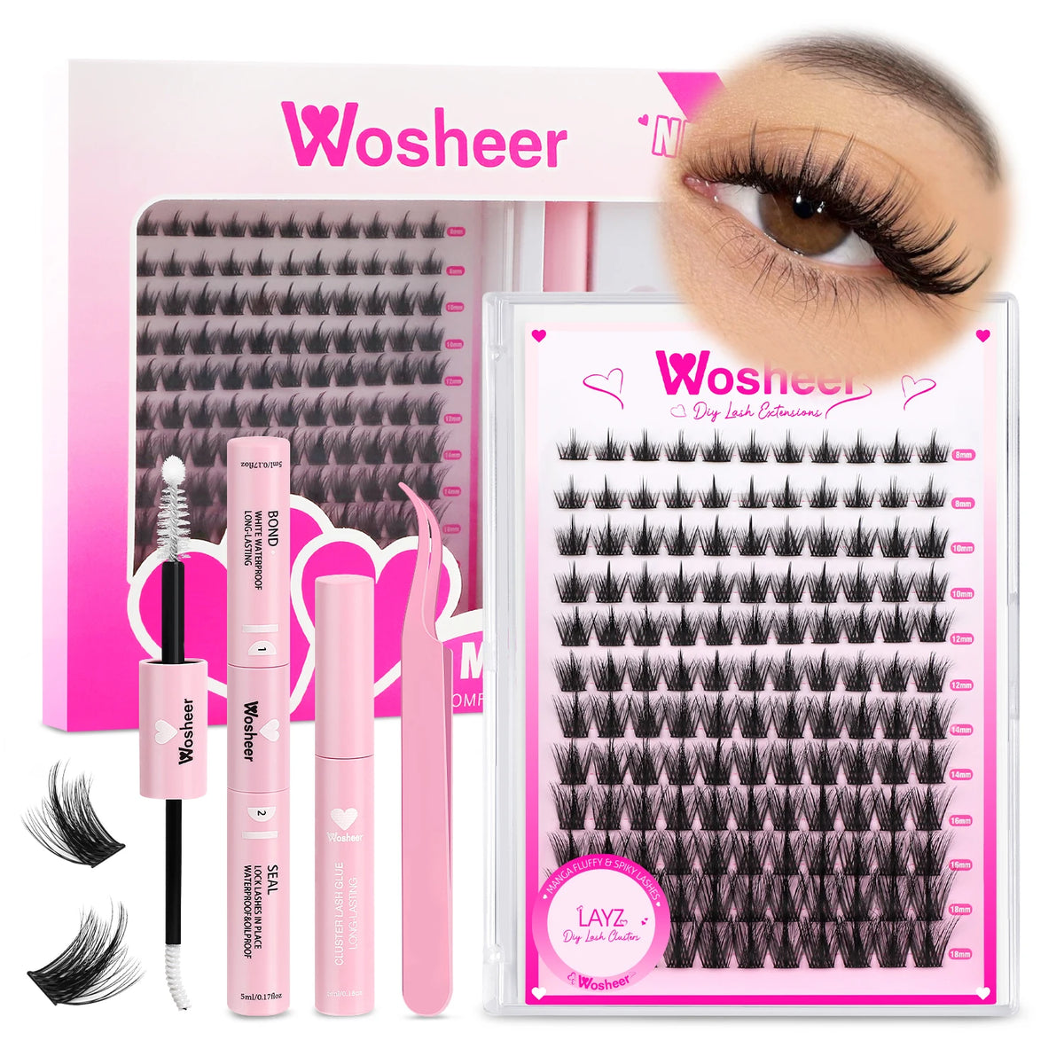 Fluffy Lash Clusters Kit – 100D Wispy Individual Eyelash Extensions (8–18mm)
