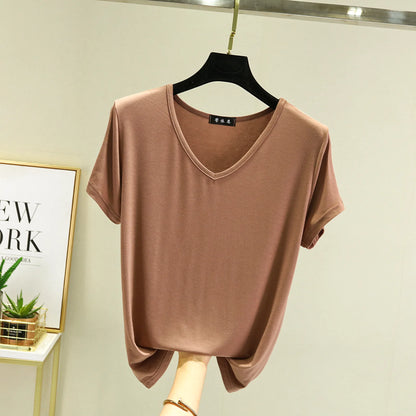 Women's Modal V-Neck Loose Fit T-Shirt