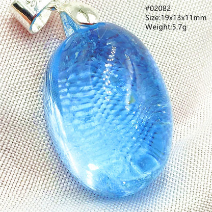 Natural Blue Topaz Quartz Pendant Necklace – Oval Healing Stone Jewelry