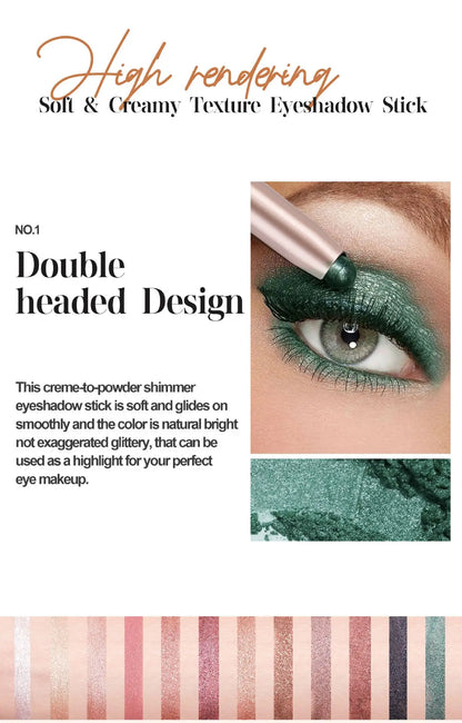 Double-Head Eyeshadow Stick – Shimmer & Matte Cream Pencil (Waterproof, Long-Lasting)
