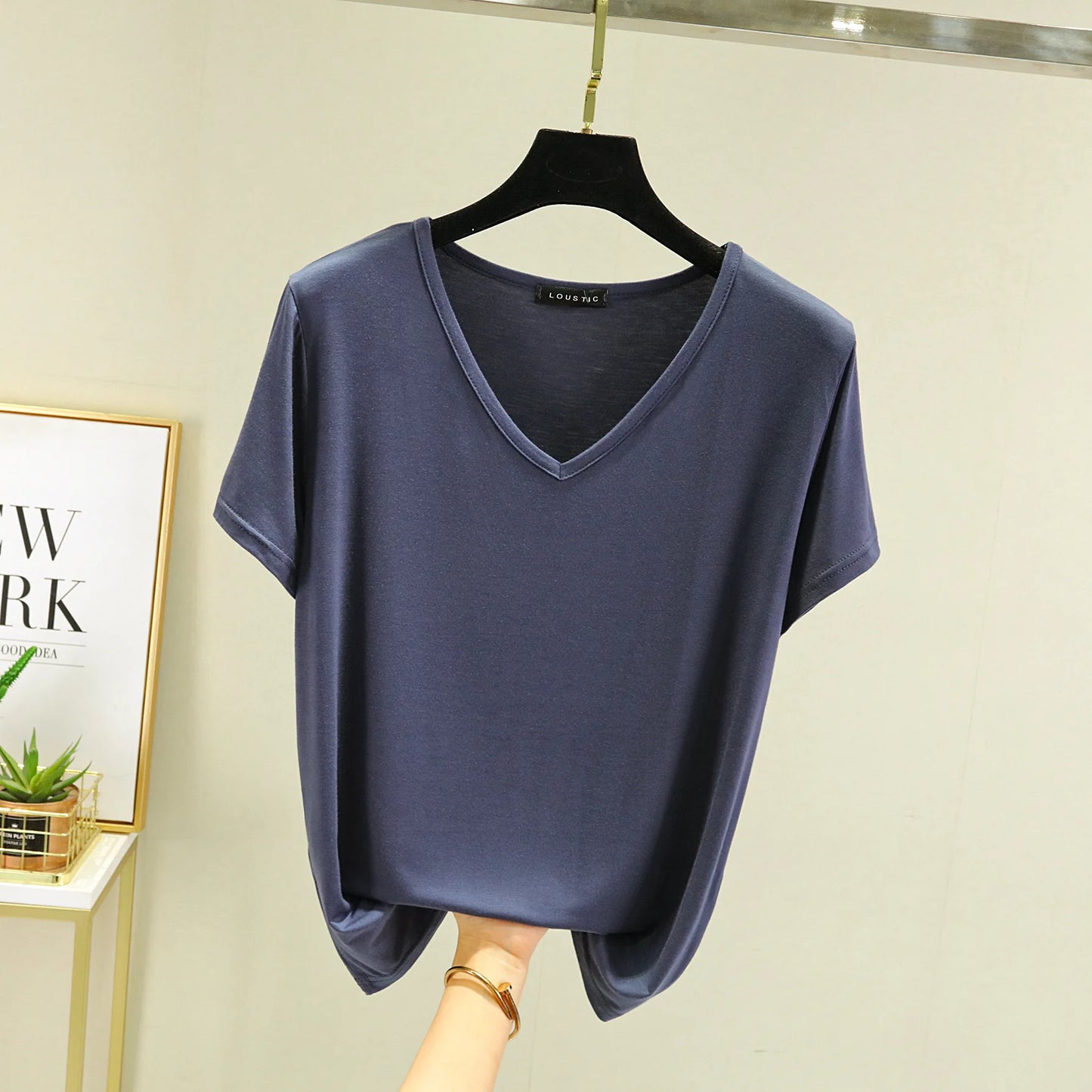 Women's Modal V-Neck Loose Fit T-Shirt