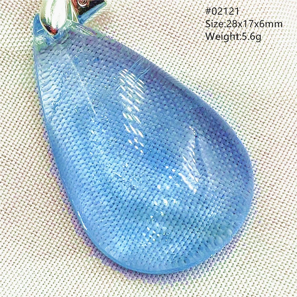 Natural Blue Topaz Quartz Pendant Necklace – Oval Healing Stone Jewelry
