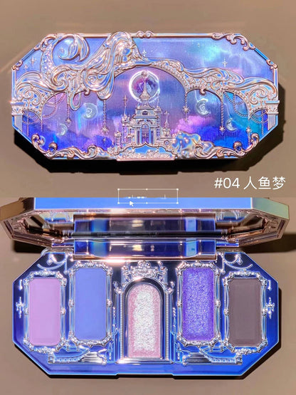 Moonlight Mermaid Eyeshadow Palette – 5-Color Matte & Shimmer Chameleon Finish