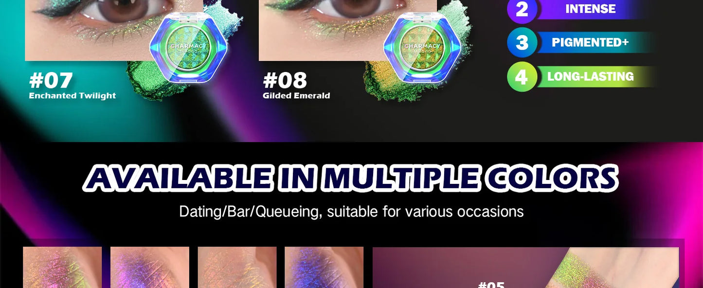 Multichrome Eyeshadow Palette – 8-Color Shimmer Waterproof Long-Lasting Makeup