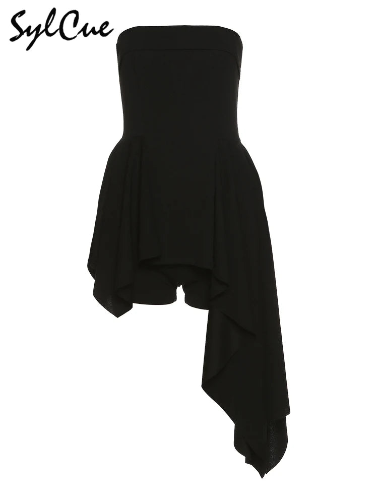 Black Strapless Mini Dress – Elegant Slim Party Tube Dress