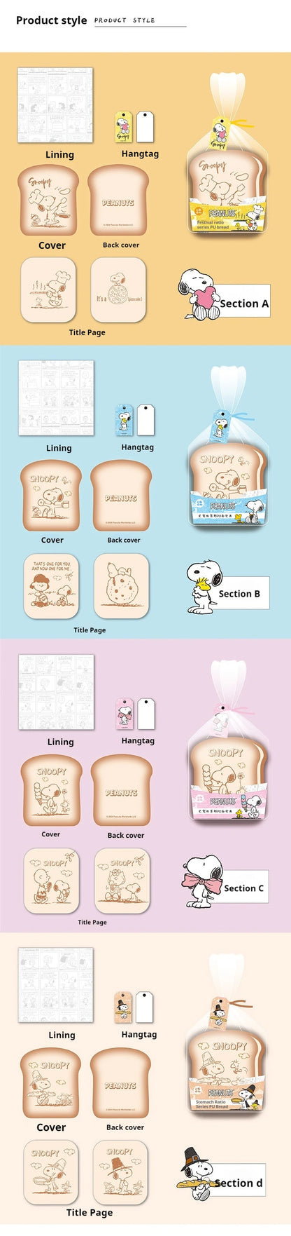 Cute Snoopy Bread-Shaped Notebook – Cartoon Mini Journal for Kids & Kawaii Stationery Lovers