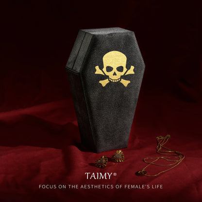Gothic Velvet Coffin Jewelry Box – Customizable Ring & Necklace Display Case