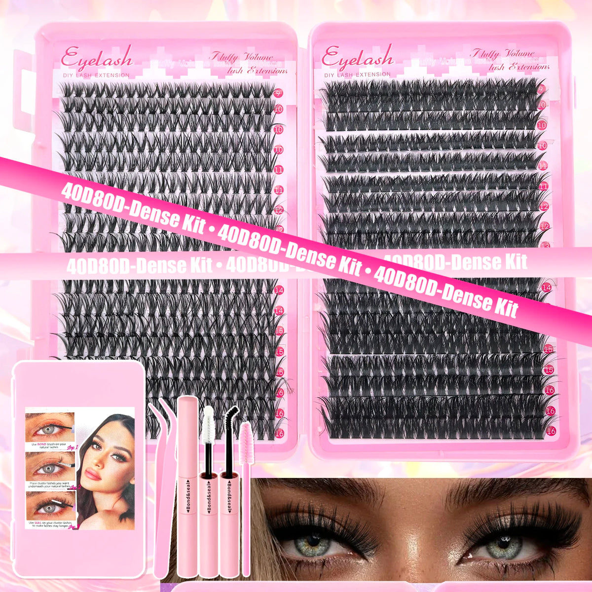 DIY Lash Extension Kit – 720pcs Individual Lash Clusters with Bond & Seal