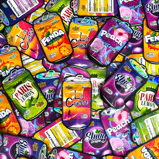 50pcs Holographic Juice Can Stand-Up Mylar Bags – Resealable Zip Pouches
