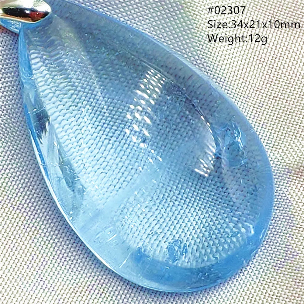 Natural Blue Topaz Quartz Pendant Necklace – Oval Healing Stone Jewelry