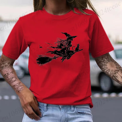 Flying Witch & Black Cat Spooky Season Shirt