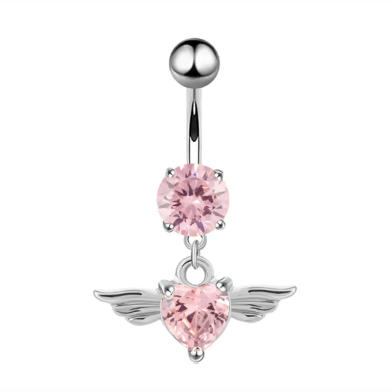 Heart-Shaped Navel Ring – Water Drop Belly Button Piercing Jewelry (14G)