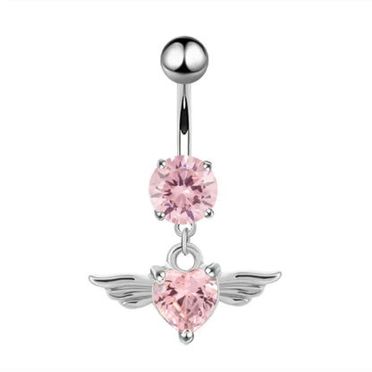 Heart-Shaped Navel Ring – Water Drop Belly Button Piercing Jewelry (14G)