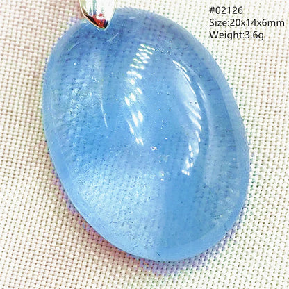 Natural Blue Topaz Quartz Pendant Necklace – Oval Healing Stone Jewelry