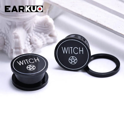Acrylic Cat OUIJA Ear Plugs – Witch Poker Tunnels & Stretchers (2PCS)