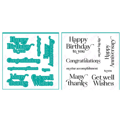 Holiday &amp; Birthday Wishes Metal Cutting Dies – DIY Craft &amp; Scrapbooking Stencils
