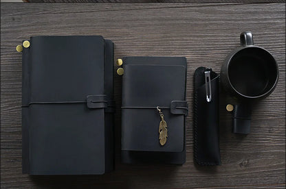 Genuine Leather Refillable Travel Journal – Handmade Retro Diary & Sketchbook