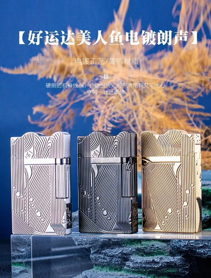 Sanji-Style Brass Kerosene Lighter – Side Pulley Ignition, Retro Collectible Gift