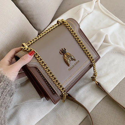 Luxury Bee Design Crossbody Handbag – Elegant Square Shoulder Bag