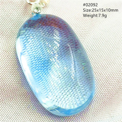 Natural Blue Topaz Quartz Pendant Necklace – Oval Healing Stone Jewelry