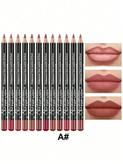 12PCS Matte Lip Liner Pencil Set