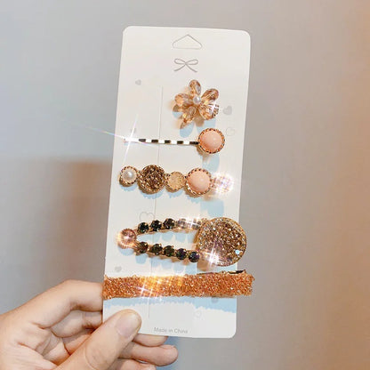 Handmade Pearl & Rhinestone Hairpin Set – Elegant Barrettes for Women