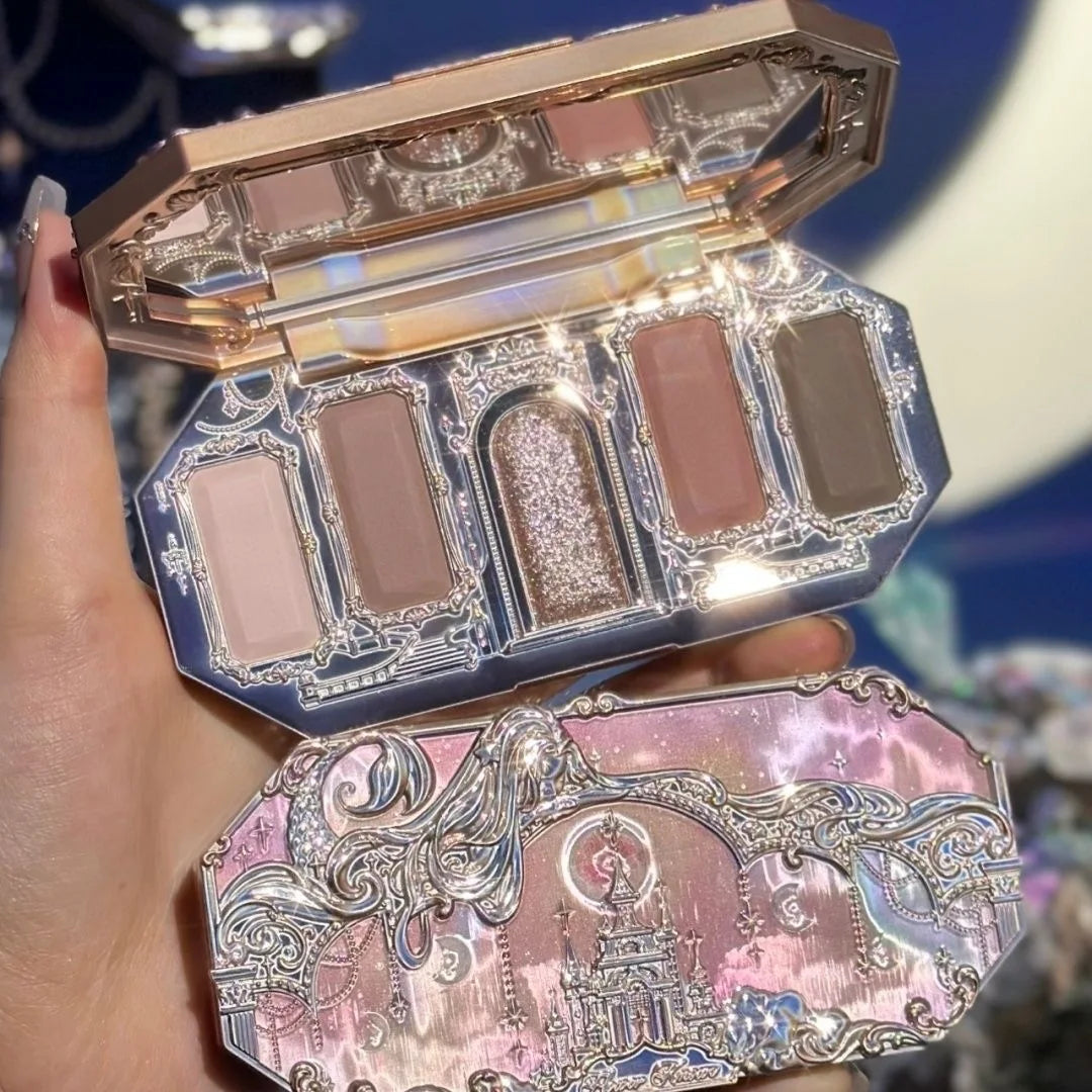 Moonlight Mermaid Eyeshadow Palette – 5-Color Matte & Shimmer Chameleon Finish