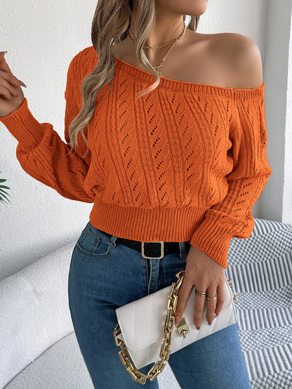 Off-Shoulder Knit Pullover Sweater