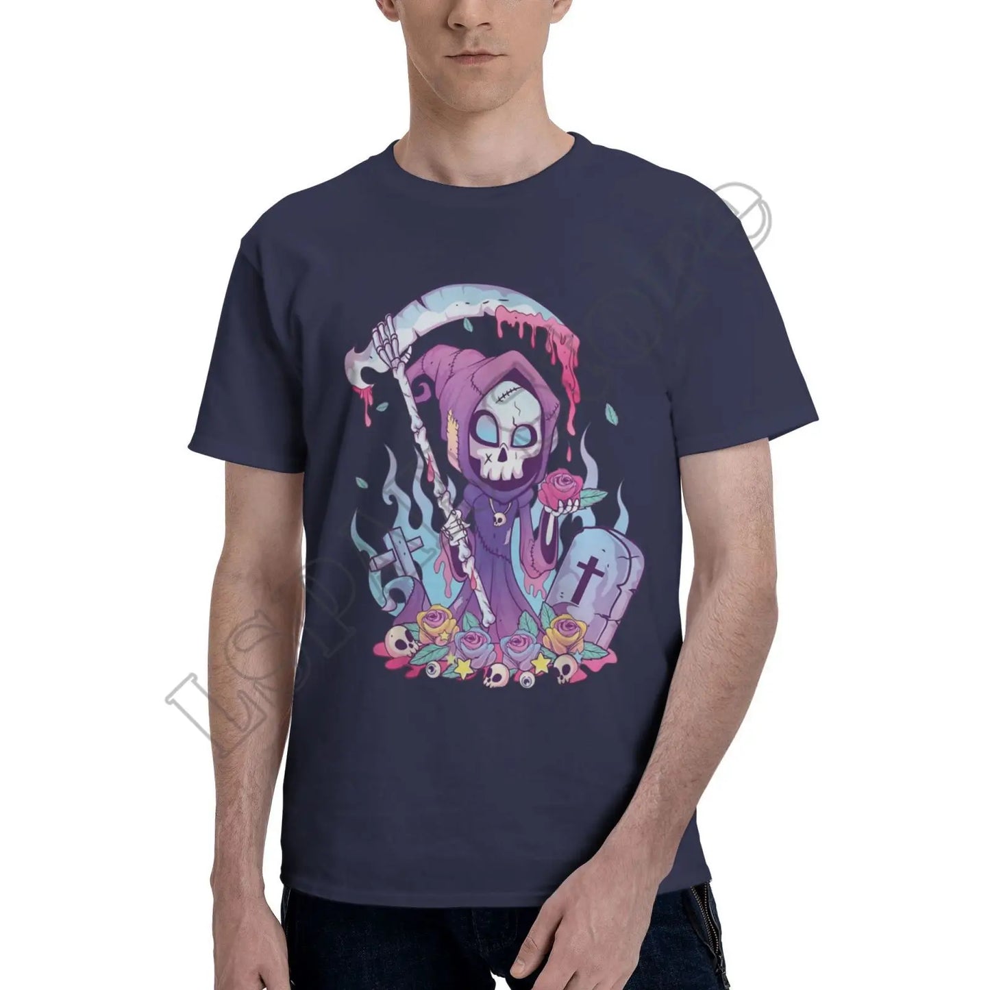 Pastel Goth Grim Reaper T-Shirt – Kawaii Occult Streetwear Tee