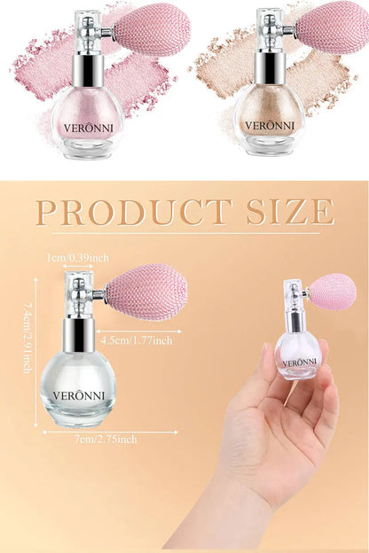 6-Color Diamond Highlighter Powder Spray – Waterproof Glitter Body & Face Bronzer (63.6g)