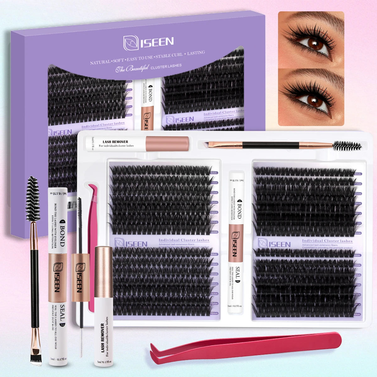 DIY Eyelash Extension Kit – Complete Cluster Lash Set with Bond, Seal & Tools