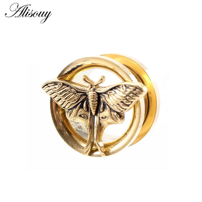 Stainless Steel Butterfly Thread Ear Tunnels – Plug & Stretcher Jewelry (1PC)