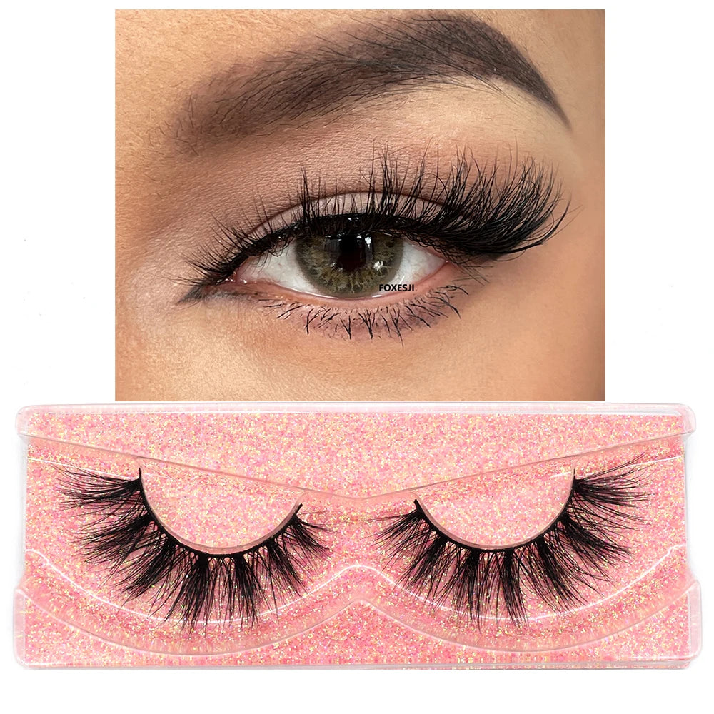 3D Mink Lashes – Fluffy Crisscross Wispy Strip Lashes 1 Hard Box