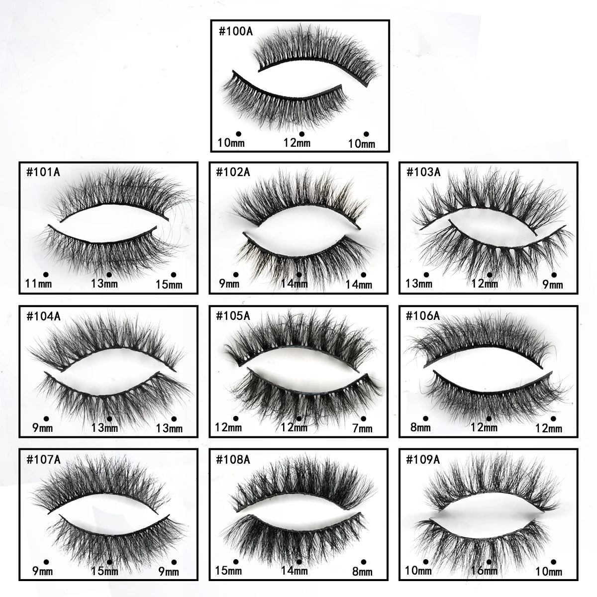 Wispy 3D Mink False Eyelashes – Natural Long, Fluffy & Reusable Strip Lashes (1 Pair)