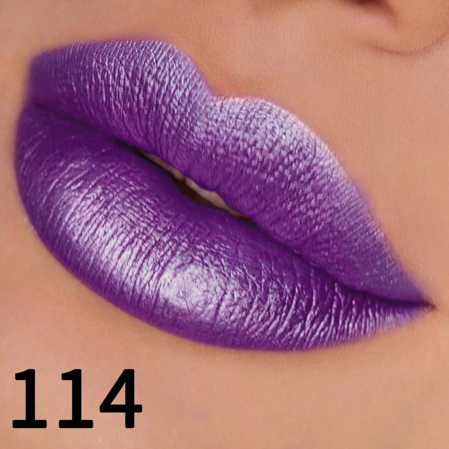 19-Color Glitter Lipstick Collection – Hydrating, Sparkling Metallic Lip Tints