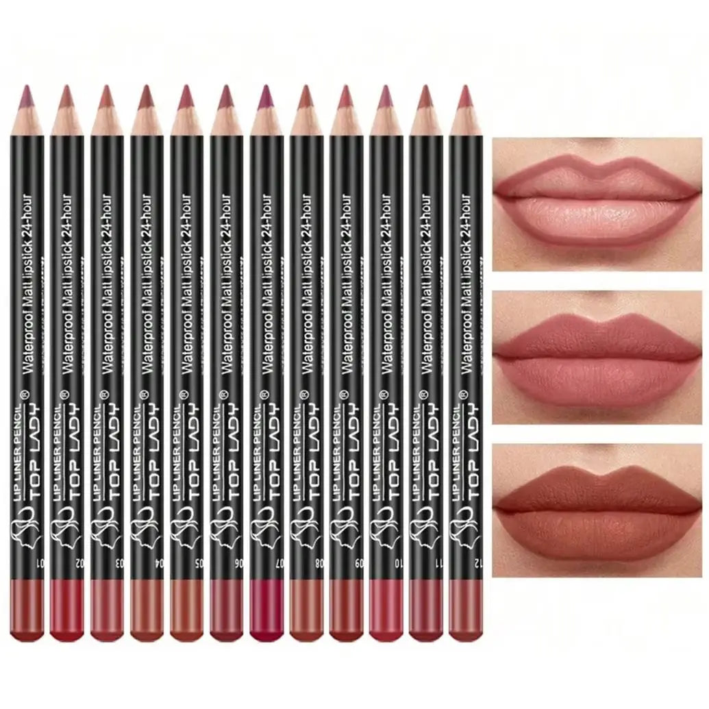 12PCS Matte Lip Liner Pencil Set