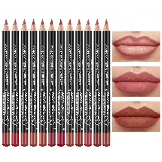 12PCS Matte Lip Liner Pencil Set