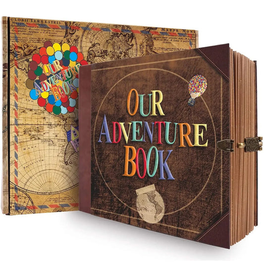Our Adventure Book – 146-Page Retro Travel Diary & DIY Photo Album Scrapbook