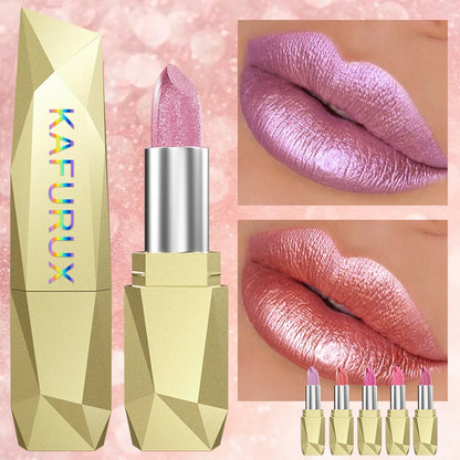 19-Color Glitter Lipstick Collection – Hydrating, Sparkling Metallic Lip Tints